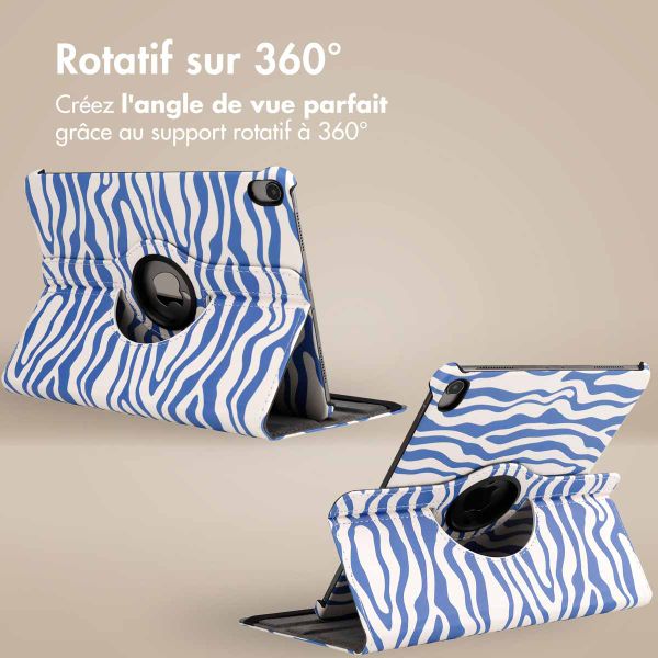 imoshion Coque tablette Design rotatif à 360° iPad Air 5 (2022) / Air 4 (2020) - White Blue Stripes