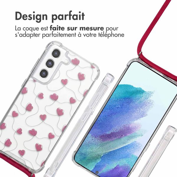 imoshion Coque Design avec cordon Samsung Galaxy S21 FE - Dusty Rose Connected Hearts