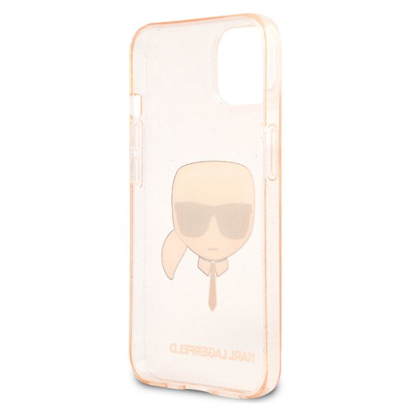 Karl Lagerfeld Coque arrière Karl's Head Silicone Glitter iPhone 13 Mini - Transparent Dorée