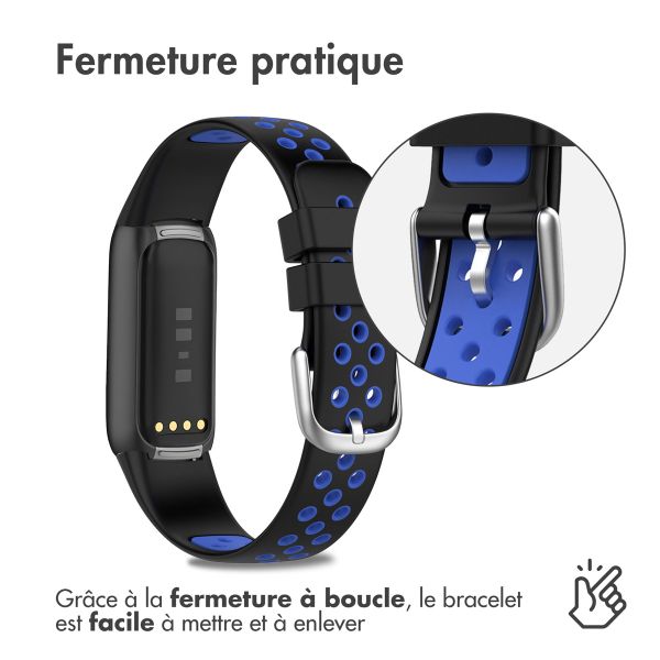 imoshion Bracelet sportif en silicone Fitbit Luxe - Noir/Bleu