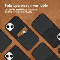 Accezz Coque en cuir de qualité supérieure avec fentes pour cartes Apple iPhone 14 Plus - Noir