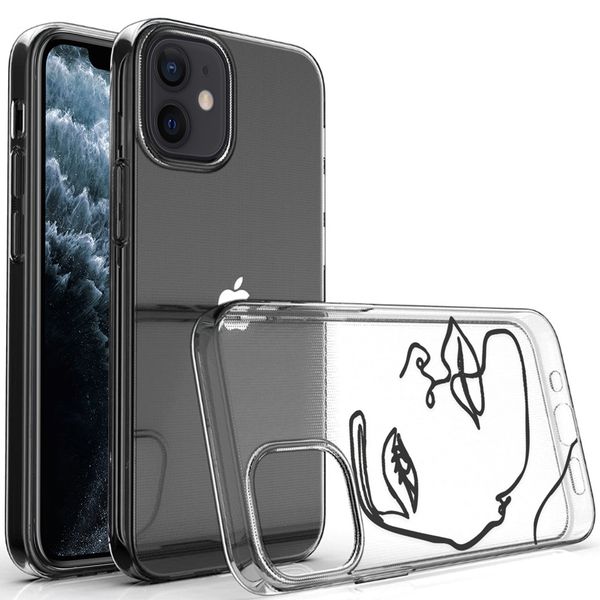 imoshion Coque Design iPhone 12 Mini - Visage abstrait - Noir