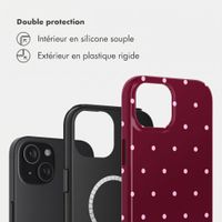 Selencia Coque arrière Vivid avec MagSafe Apple iPhone 15 - Happy Dots Burgundy