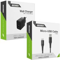 Accezz Chargeur Mural 20W + Câble Micro-USB vers USB - 1 mètre - Noir