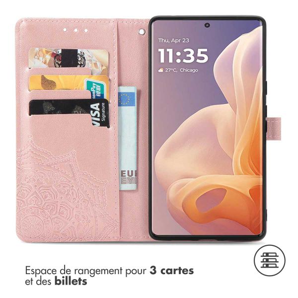 imoshion Etui de téléphone portefeuille Mandala Motorola Moto G85 - Rose Dorée