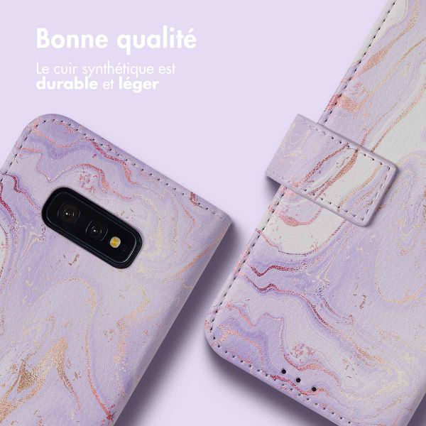 imoshion Étui de télephone portefeuille Design Samsung Galaxy S10e - Purple Marble