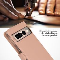 Selencia Étui portefeuille en cuir véritable Google Pixel 7 Pro - Rose