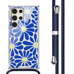 imoshion Coque Design avec cordon Samsung Galaxy S23 Ultra - Cobalt Blue Flowers Connect