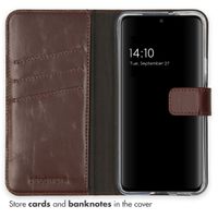 Selencia Étui portefeuille en cuir véritable Samsung Galaxy S22 - Marron