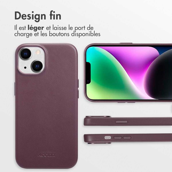 Accezz Coque arrière en cuir avec MagSafe iPhone 14 - Heath Purple