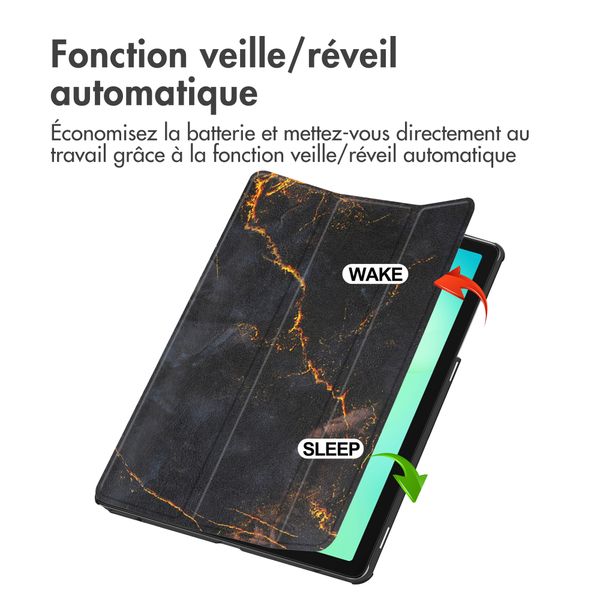 imoshion Coque tablette Design Trifold Samsung Galaxy Tab A11 Plus - Black Marble