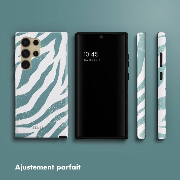 Selencia Coque arrière Vivid Samsung Galaxy S24 Ultra - Colorful Zebra Pine Blue