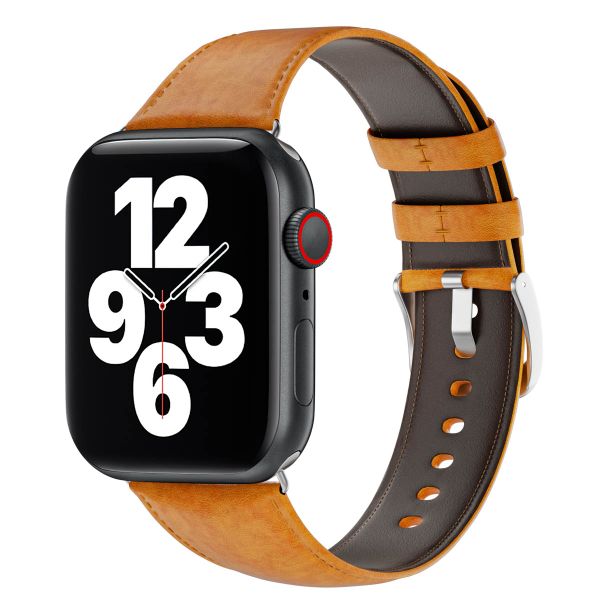 WiWu Bracelet vintage en cuir Apple Watch Series 1 t/m 11 / SE / Ultra (44/45/46/49 mm) - Lichtbruin