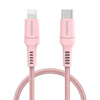 imoshion ﻿Câble Lightning vers USB-C - Non MFi - Textile tressé - 1 mètre - Rose