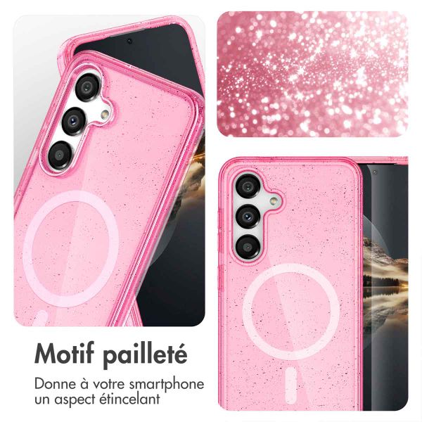imoshion Coque Pailletée avec MagSafe Apple iPhone 16 Pro Max - Paillettes Rose