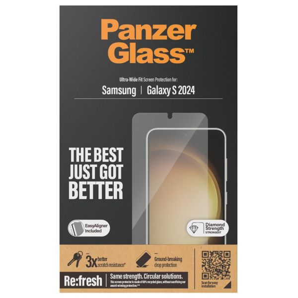 PanzerGlass ﻿Film de protection d'écran anti-bactérien Refresh Ultra-Wide Fit avec applicateur Samsung Galaxy S24