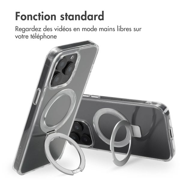 Accezz Coque Ring Stand avec MagSafe iPhone 15 Pro Max - Transparent