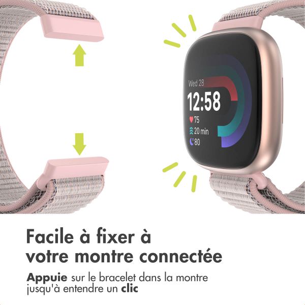 imoshion Bracelet en nylon Fitbit Versa 4/ 3 / Sense (2) - Rose