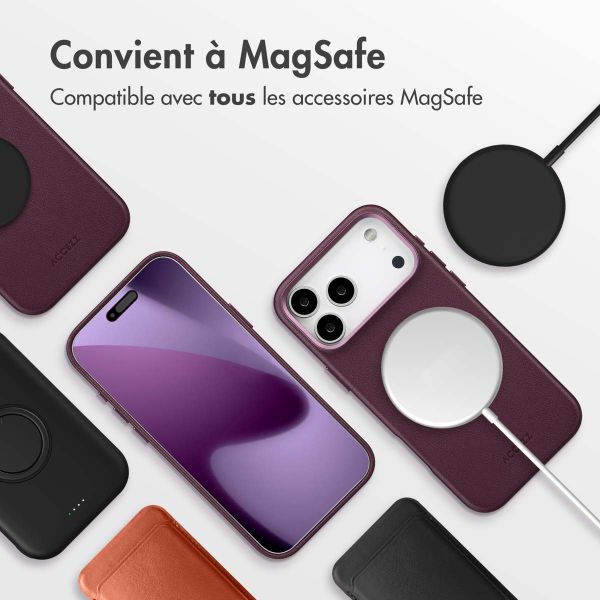 Accezz Coque arrière en cuir avec MagSafe Apple iPhone 17 Pro Max - Heath Purple