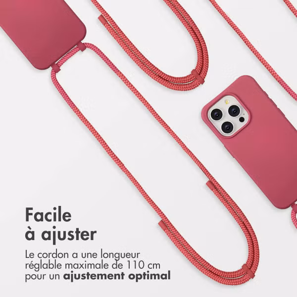 imoshion Coque arrière Color avec cordon amovible et MagSafe Apple iPhone 15 Pro - Raspberry