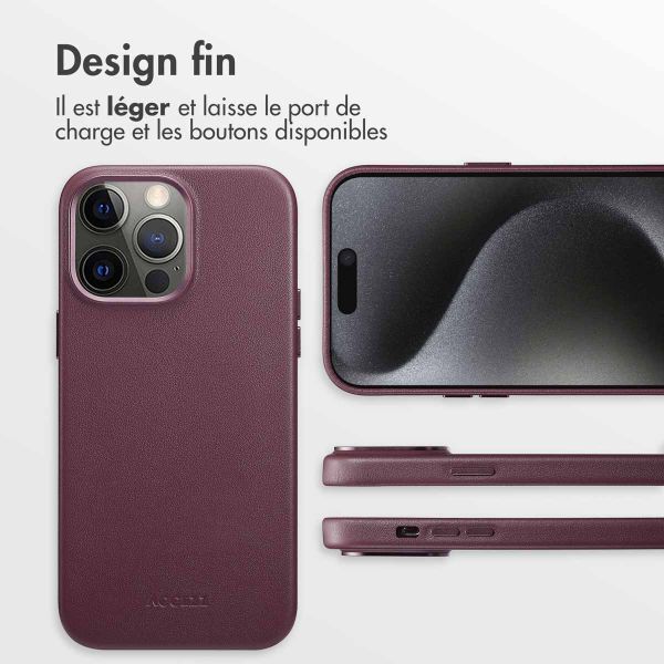 Accezz Coque arrière en cuir avec MagSafe Apple iPhone 15 Pro Max - Heath Purple