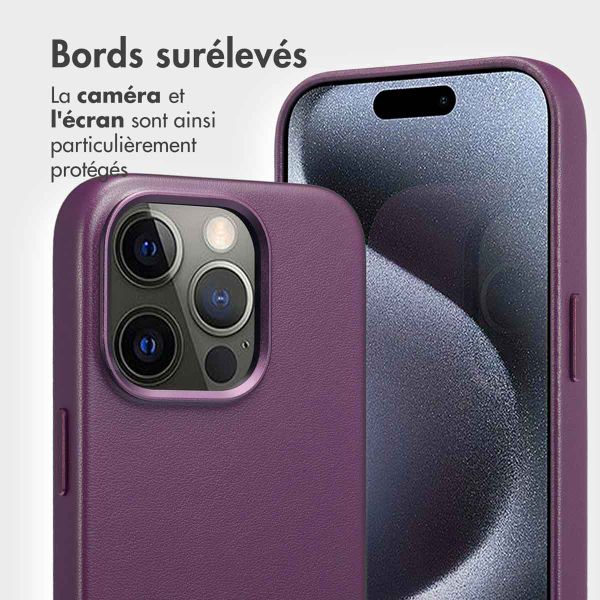 Accezz Étui de téléphone portefeuille en cuir 2-en-1 avec MagSafe iPhone 15 Pro - Heath Purple