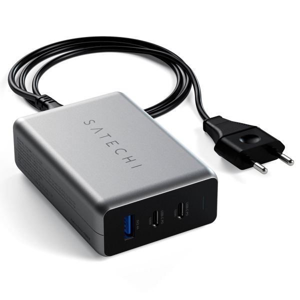 Satechi Chargeur compact USB-C 100 W GaN | Chargeur rapide compact avec rallonge - Gris sidéral