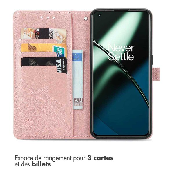 imoshion Etui de téléphone portefeuille Mandala OnePlus 11 - Rose Dorée