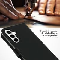 Selencia Étui portefeuille en cuir véritable Samsung Galaxy A35 - Noir