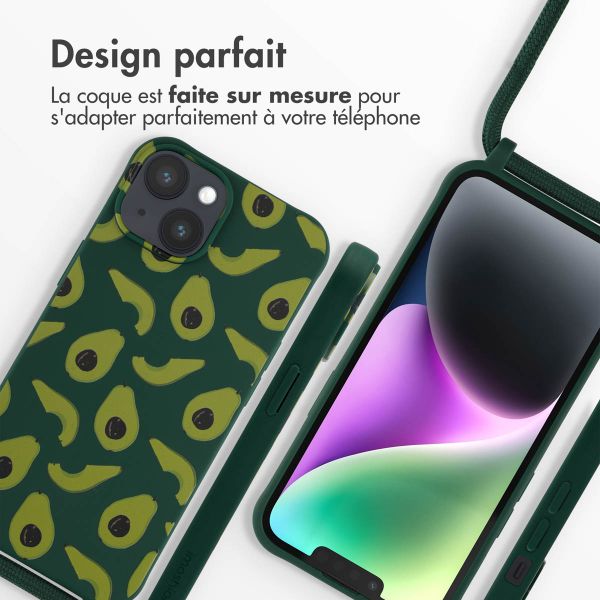 imoshion Coque design en silicone avec cordon iPhone 14 - Avocado Green