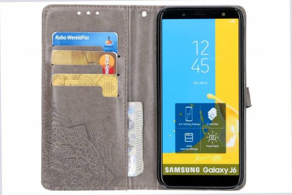 Etui de téléphone portefeuille Samsung Galaxy J6