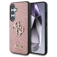 Guess Coque 4G Metal Logo Glitter Samsung Galaxy S25 Plus - Rose