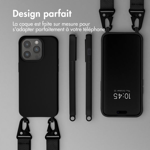 Selencia Coque silicone avec cordon amovible iPhone 15 Pro - Noir