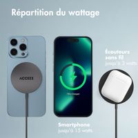Accezz Chargeur sans fil USB-C - Chargeur sans fil MagSafe et Qi2 - 1 mètres - Noir