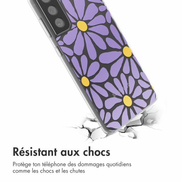 imoshion Coque design pour Samsung Galaxy S21 FE - Tropical Violet Flowers Connect