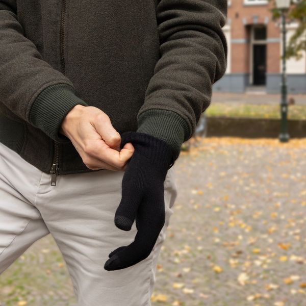 Selencia Gants Tactiles Tricotés - Taille Unique - Noir