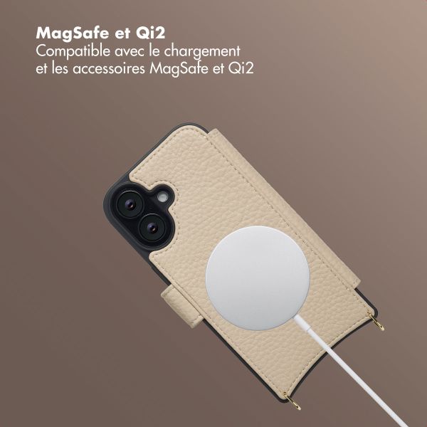 Selencia Étui Riva avec MagSafe et cordon de téléphone Apple iPhone 16 - Beige
