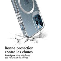 imoshion Coque arrière transparente Pailletée avec MagSafe Apple iPhone 12 (Pro) - Argent
