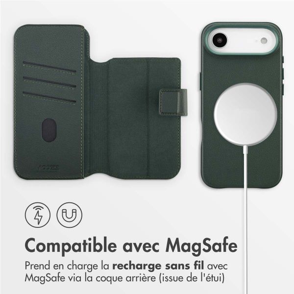 Accezz Étui de télephone portefeuille en cuir 2-en-1 avec MagSafe Apple iPhone Air - Cedar Green
