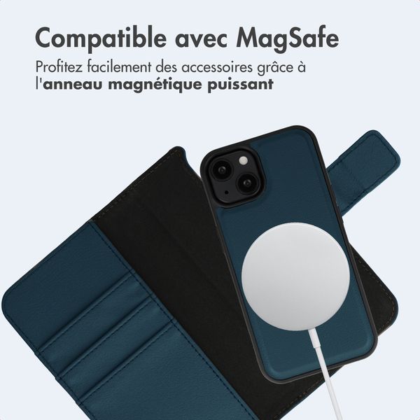 imoshion Étui portefeuille luxe 2-en-1 amovible Apple iPhone 14 - Bleu