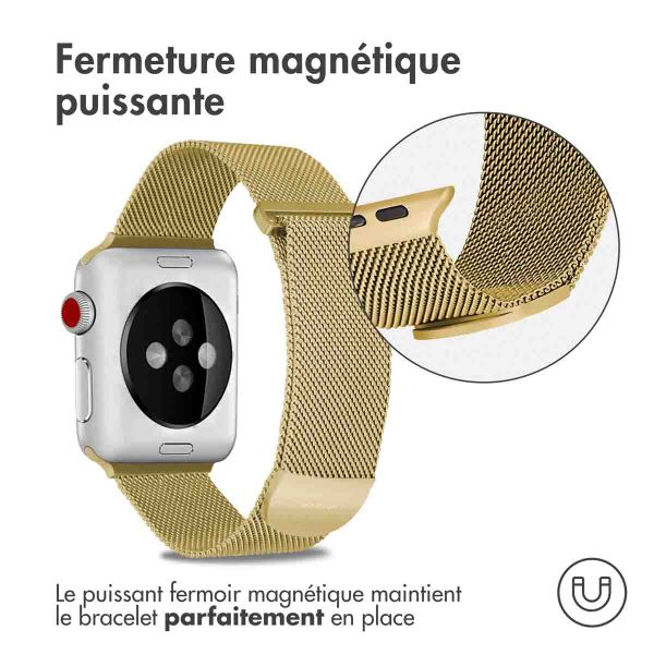 imoshion Bracelet magnétique milanais Apple Watch Series 1 - 9 / SE (38/40/41 mm) | Series 10 / 11 (42 mm) - Taille M - Doré
