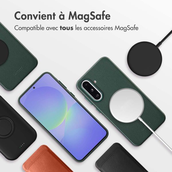 Accezz Coque arrière en cuir avec MagSafe Samsung Galaxy A36 / A56 - Cedar Green