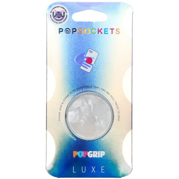 PopSockets Luxe PopGrip - Acetate Pearl Blanc