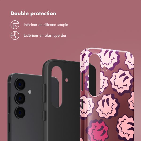 Selencia Coque arrière Vivid Samsung Galaxy S24 - Wavy Smiley Pink