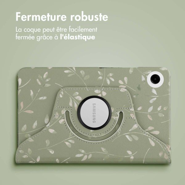 imoshion Coque tablette Design rotatif à 360° Samsung Galaxy Tab A9 8.7 pouces - Green Flowers