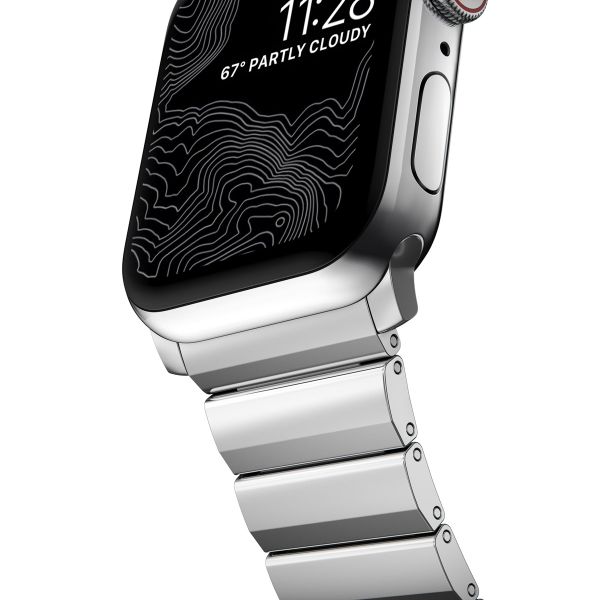 Nomad Bracelet à maillons magnétiques en acier Apple Watch Series 1 á 10 / SE / Ultra (2) (44/45/46/49 mm) - Argent