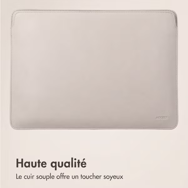 Accezz Leather Pochette ordinateur le Apple MacBook 14 pouces - Beige