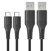 imoshion Le pack 2 Câble USB-C vers USB - Textile tressé - 3 mètres - Noir