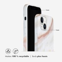 Selencia Aurora Coque Fashion iPhone 15 - Coque durable - 100% recyclée - Marbre Blanc