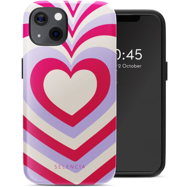 Selencia Coque arrière Vivid Tough avec MagSafe iPhone 13 - Double Hearts Rubine Red Lilac